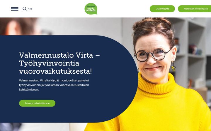 Snímek obrazovky valmennustalovirta.fi