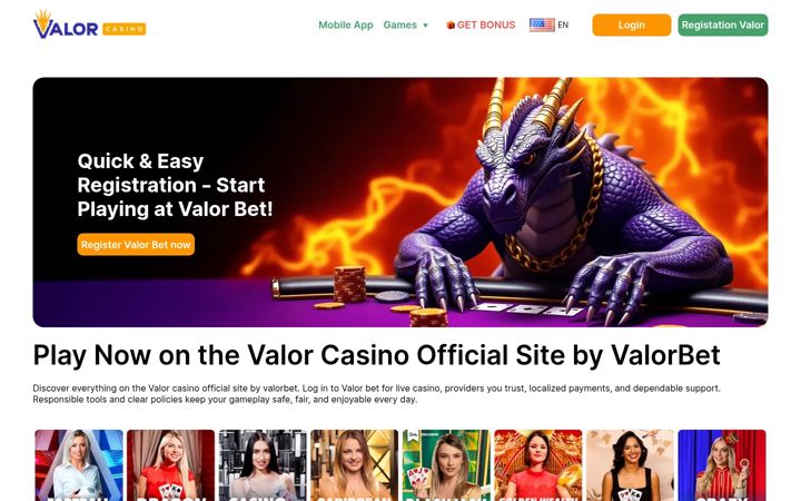 Screenshot of valor-casino-in.com