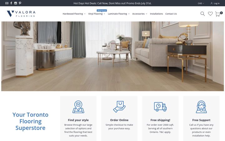 Screenshot of valoraflooring.ca