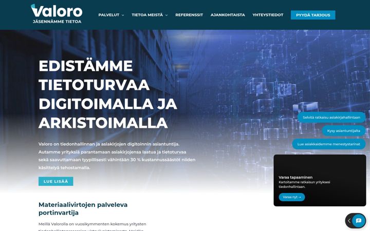 Екранна снимка на valoro.fi