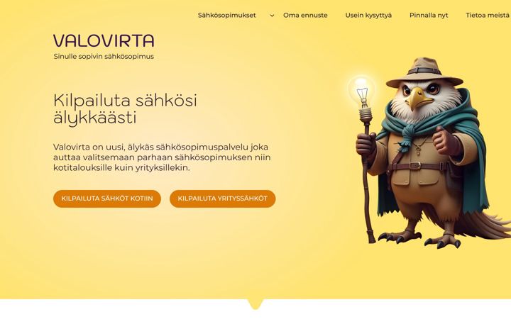Screenshot of valovirta.fi