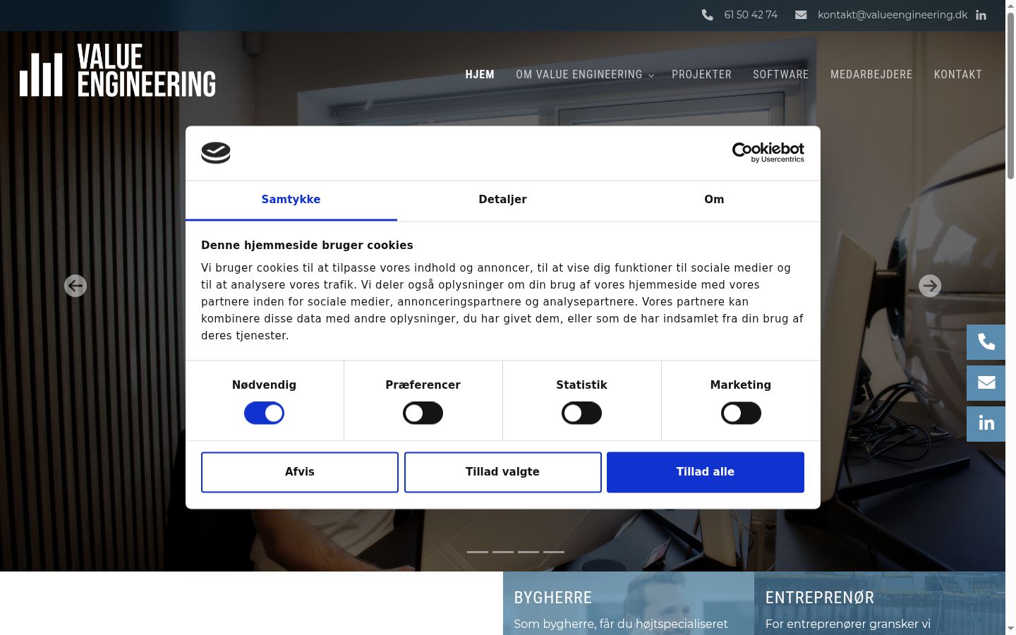Skärmbild av samtyckesbannern som visades före någon interaktion
