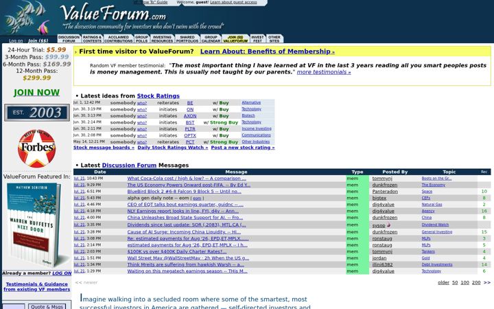 Screenshot of valueforum.com