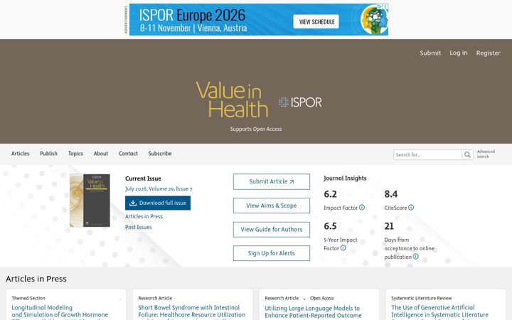 Screenshot of valueinhealthjournal.com