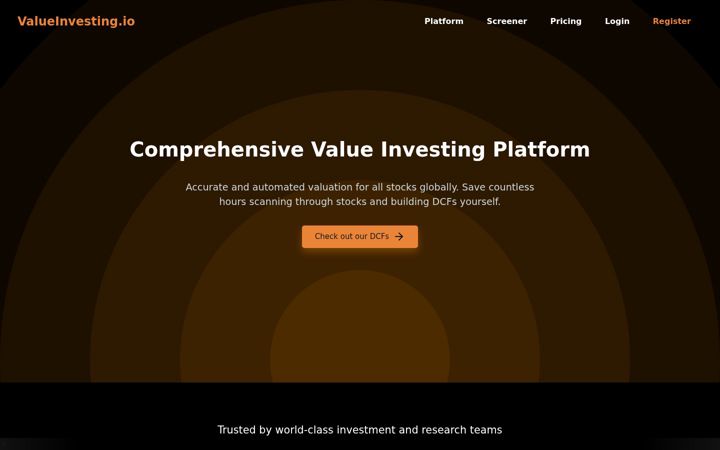 Screenshot of valueinvesting.io