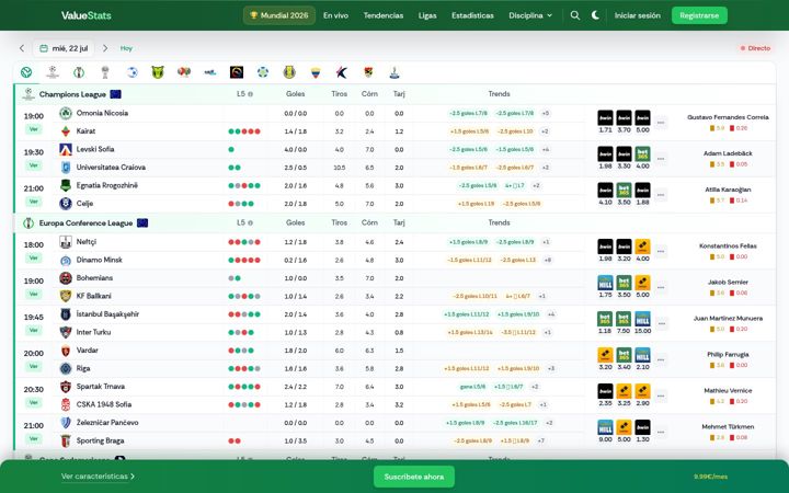 Screenshot of valuestats.com