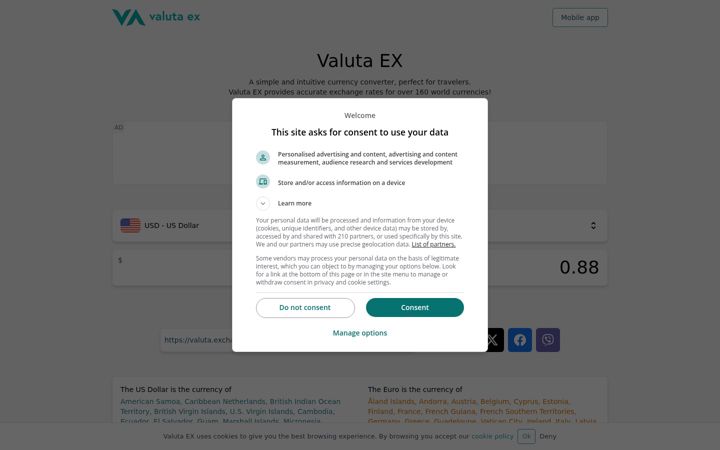 Screenshot of valuta.exchange