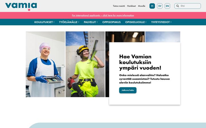 Screenshot of vamia.fi