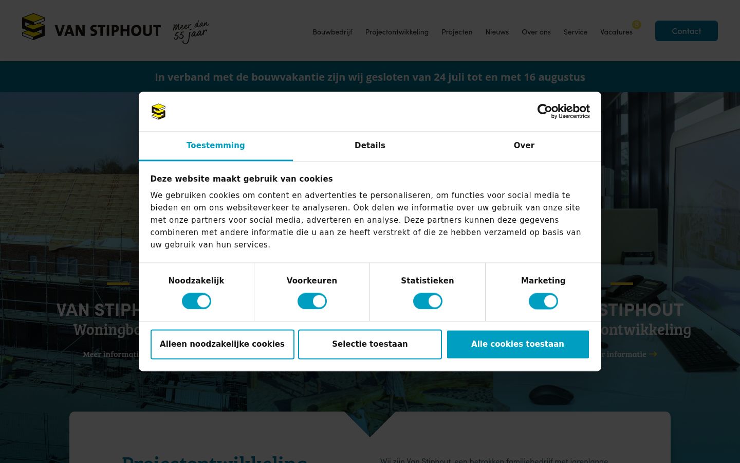 Captura de ecrã do banner de consentimento apresentado antes de qualquer interação