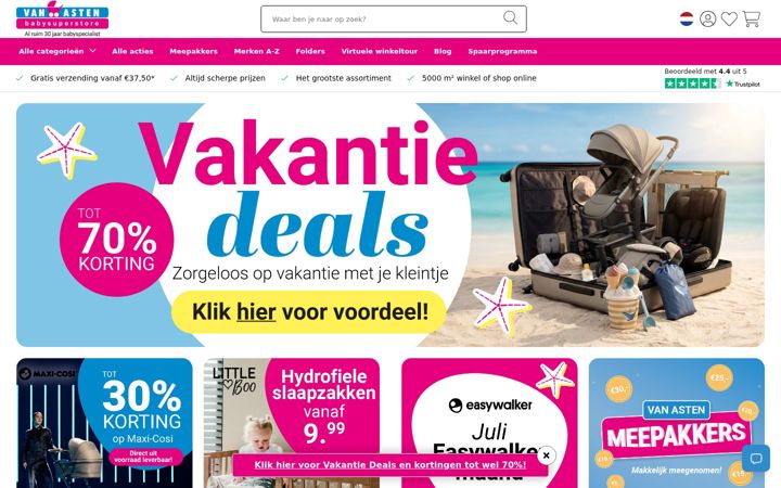 Ekraanipilt saidist vanastenbabysuperstore.nl