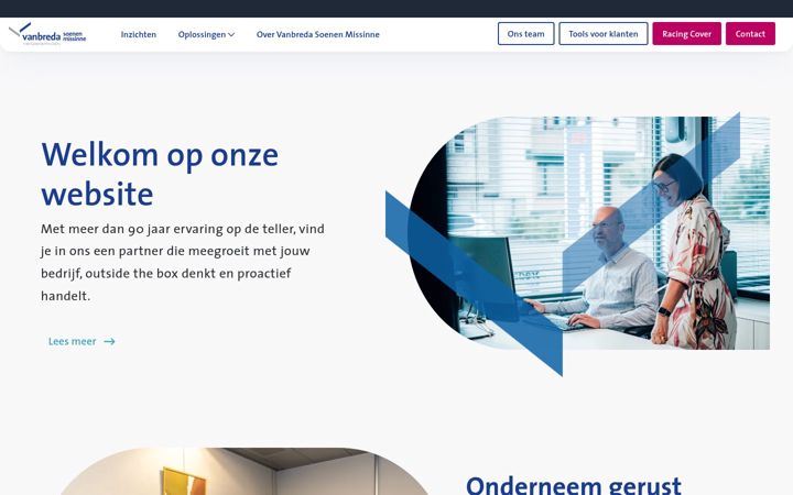 Kuvakaappaus sivustosta vanbreda-soenen-missinne.be