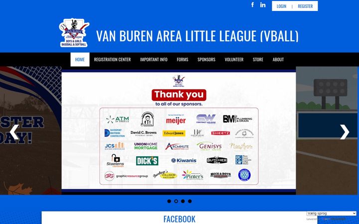 Snímek obrazovky vanburenarealittleleague.org