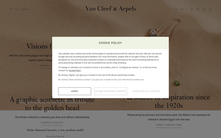Skärmbild av vancleefarpels.com