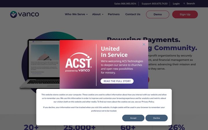 Screenshot of vancopayments.com