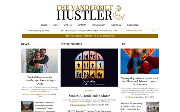 Screenshot of vanderbilthustler.com