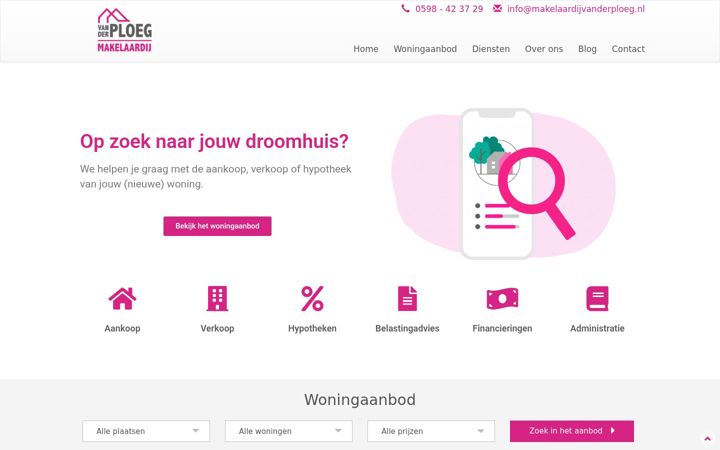 Captura de pantalla de vanderploeg-makelaardij.nl