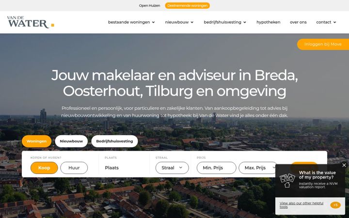 Snímek obrazovky vandewatergroep.nl