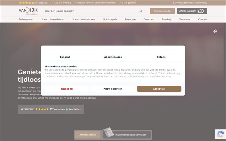 Screenshot του vandijkmetaaldesign.nl