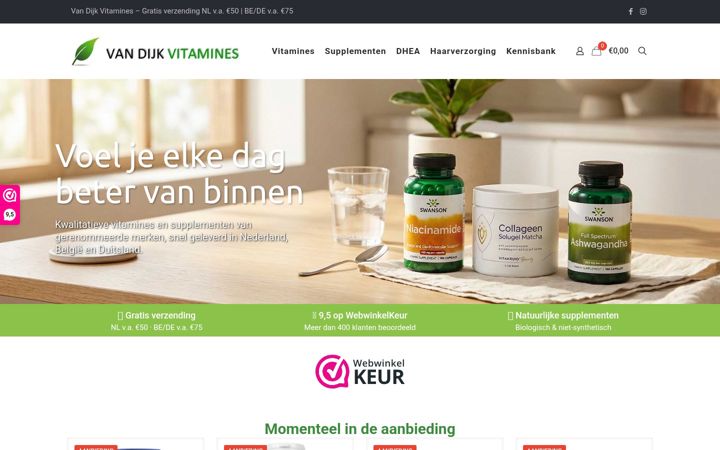 Screenshot ta' vandijkvitamines.nl