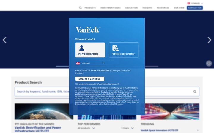 Kuvakaappaus sivustosta vaneck.com