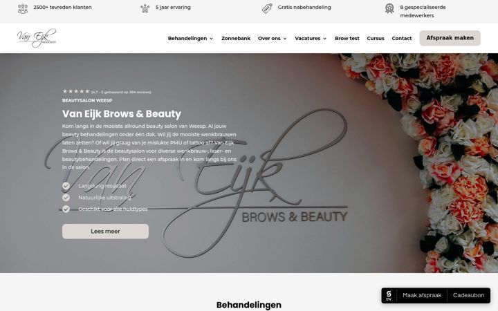 Екранна снимка на vaneijk-brows-beauty.nl
