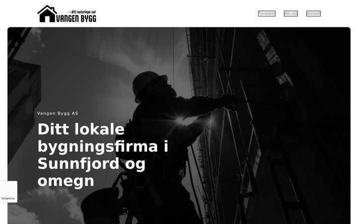 Screenshot stránky vangenbygg.no