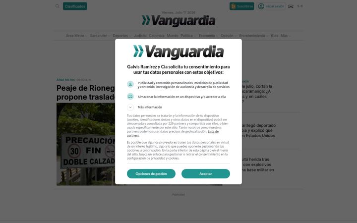 Posnetek zaslona vanguardia.com