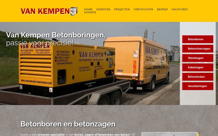 Kuvakaappaus sivustosta vankempenbetonboringen.com