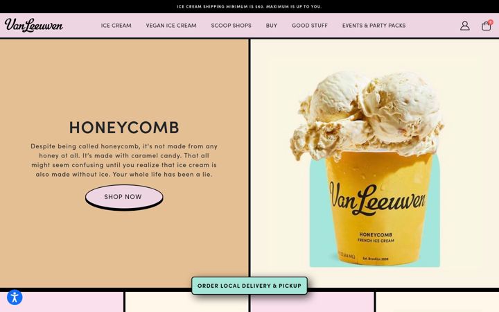 Screenshot of vanleeuwenicecream.com