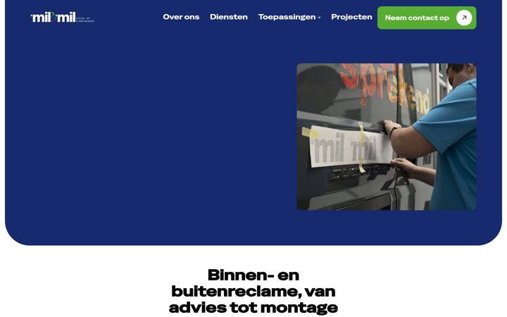 Captură de ecran a vanmilenvanmil.nl