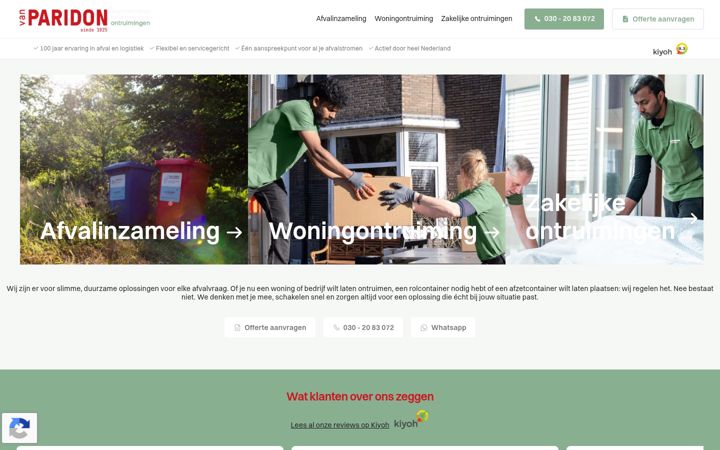 Skärmbild av vanparidonontruimingen.nl