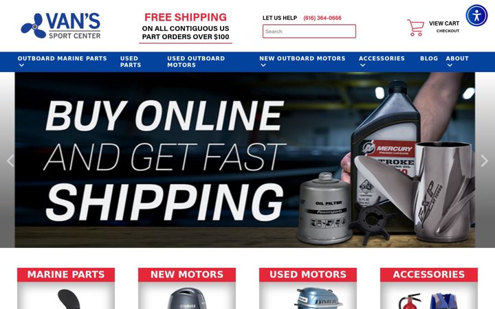 Screenshot of vansoutboardparts.com