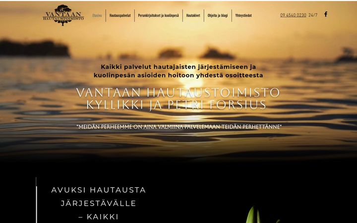 Captură de ecran a vantaanhautaustoimisto.fi