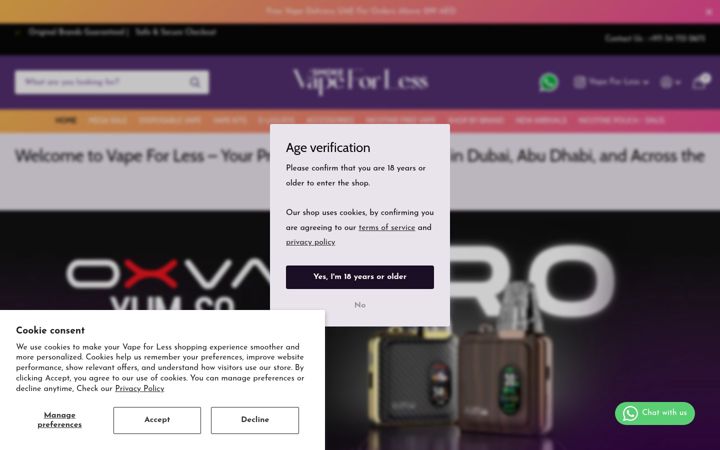 Screenshot of vapedubailess.com