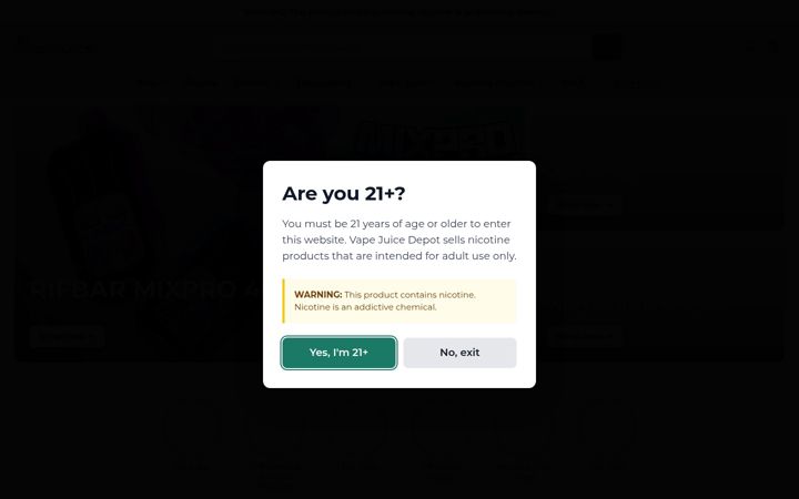 Screenshot of vapejuicedepot.com