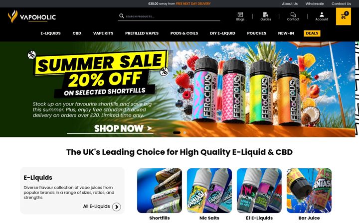 Screenshot ta' vapoholic.co.uk