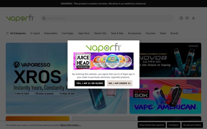 Screenshot of vaporfi.com