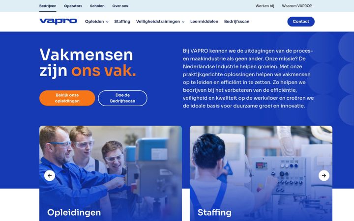 Snímek obrazovky vapro.nl