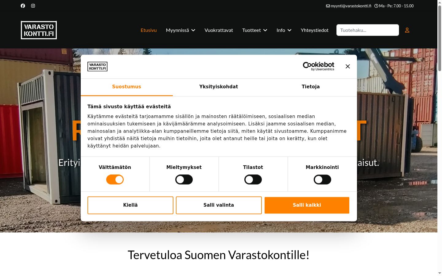 Screenshot of the consent banner shown before any interaction