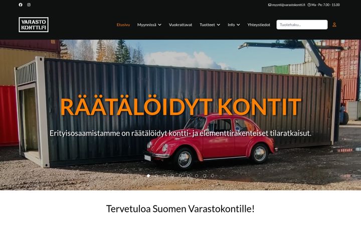 Screenshot of varastokontti.fi