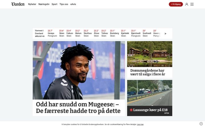 Screenshot of varden.no