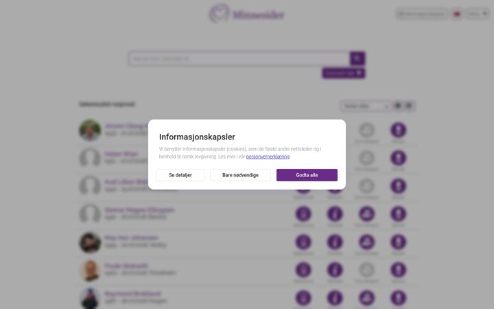 Screenshot of vareminnesider.no