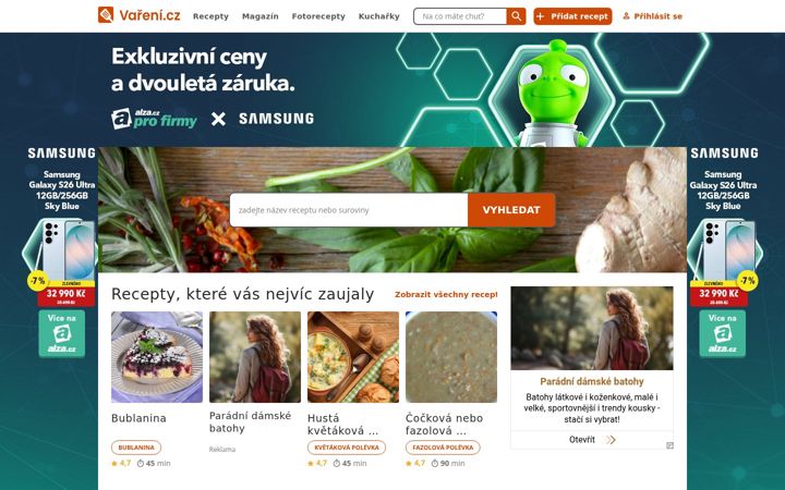 Screenshot of vareni.cz