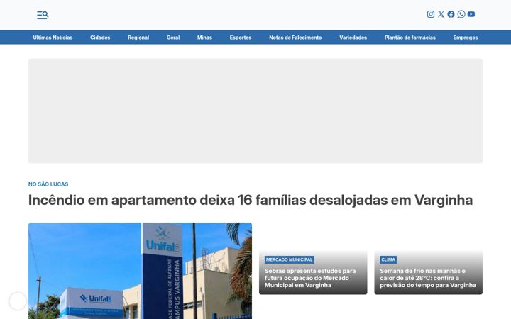 Screenshot of varginhaonline.com.br