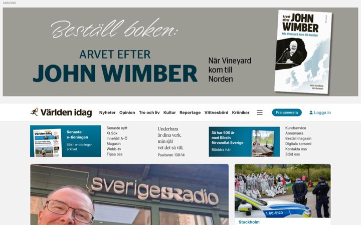 Screenshot stránky varldenidag.se