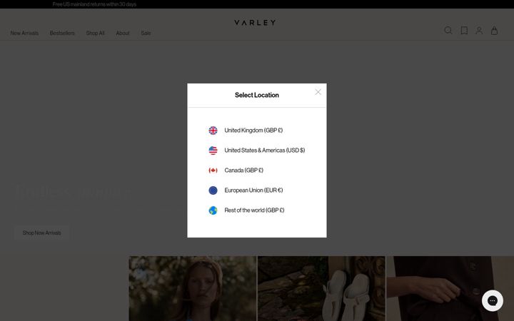 Screenshot of varley.com