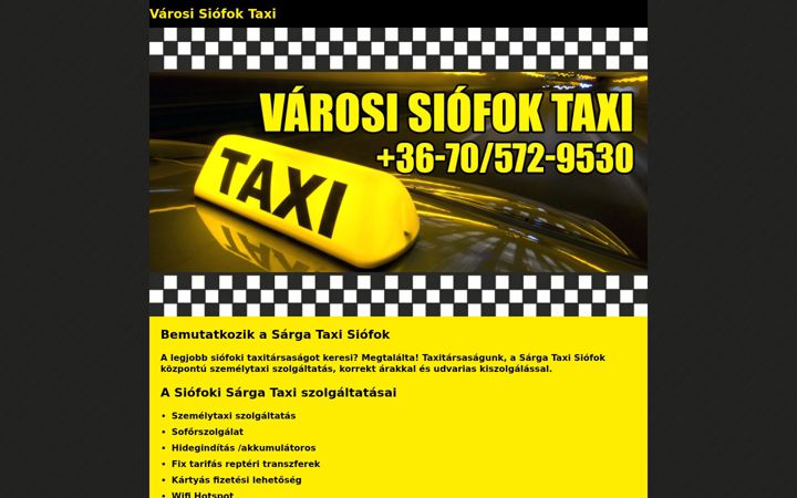 Ekraanipilt saidist varosisiofoktaxi.hu