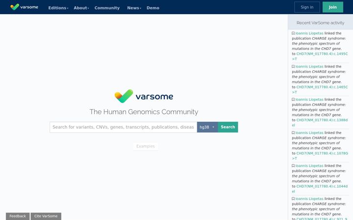 Screenshot of varsome.com