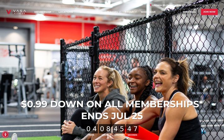 Screenshot of vasafitness.com