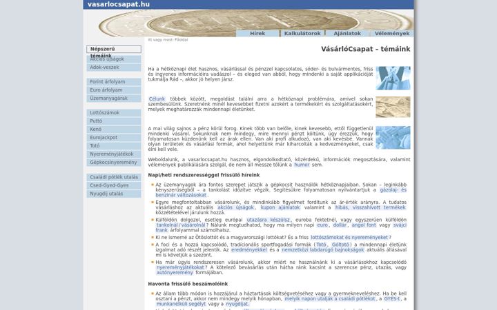Screenshot of vasarlocsapat.hu